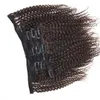 Afro Crépus Clip dans les Extensions de Cheveux Humains Brésiliens Vierge Cheveux Moyen Brun Pas Cher 120g Bouclés Clip ins FDSHINE HAIR4282568