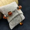 Fashion Tibet Silver Round Amber Pärlor Halsband Armband Örhängen Set med 0,47 "DIY MANUAL Amber Suit