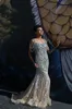섹시한 화려한 번쩍이는 모조 다이아몬드 Evenign 가운 광장 목선 스팽글 블루 크리스탈 구슬 레드 카펫 드레스 인어 긴 이브닝 드레스