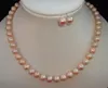 Boucles d'Oreilles Collier de Perles de Culture Akoya Rose 7-8MM 18''