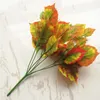 one Red Maple leaf Flower Plant Artificial Autumn Plastic Greenery Grass Plant 35cm Long for Home Party Decoration