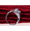 High Quality Wholesale 3 Karat Fine Diamond Wedding Ring Lasting Shine Engagement Ring Cushion Cut 925 Silver 18K White Gold Cover Ring