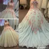 Müslüman Gelinlik Orta Doğu 3D-Floral Aplikler Boncuklu Dantel Gelin Törenlerinde Illusion Uzun Kollu Düğün Vestidos Custom Made