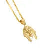 Egyptian Pharaoh Cleopatra Pendant Ancient Egypt Jewelry Hip Hop Necklace Link Chain 24k Pure Gold Plated Necklace