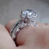 Victoria Wieck 8mm Grande Pedra Branco Topázio de Luxo Jóias 925 Sterling Prata Simulada Diamante Gemstones Casamento Mulheres Banda Anel Presente SZ5-11