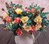 Ny Ankomst Elegant Oljemålning Stil Konstgjorda Rose Silk Blommor 10 Blomhuvud Blommor Bröllop Garden Decor DIY Dekoration