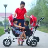 Poussettes # Vente en gros - Double poussette enfant sièges de vélo bébé tricycle pour jumeaux pliant trois roues poussettes