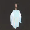 Slumpmässig multicolor fancy hand form naturlig snöflinga obsidian unakite positiv energi andlig helande hänge för DIY smycken storlek 43 * 25mm