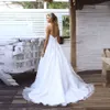 Billiga vita enkla bröllopsklänningar A-Line Appliques Sweetheart Open Back Gowns for Bridal Long Vestios de Novia Sexy