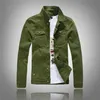 Atacado- 2017 Hot Slim Mens Algodão Casacos e Casacos Casual Denim Jaqueta Homens Veste Homme Homens Jeans Jaqueta Masculino Branco Black Exército Verde Vermelho