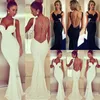 Czarno-biały Sexy Bez Ramiączek Trąbki Sukienka Backless Długa Dress Dla Damskich Party Sukienka Darmowa Wysyłka