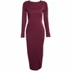 Fashion Black Long Sleeve Party Dresses Women Clothing Back Full Zipper Robe Sexy Femme Pencil Tight Dress