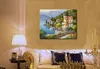 Картины, ручная роспись, декоративное искусство, живопись Сунг Ким, вилла на берегу озера, современный средиземноморский пейзаж, красивая прибрежная архитектура, холст