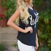 Kvinnor Ärmlös T-shirt Letters Wifey Printed T Shirt Casual Summer Camisetas Mujer Tees Topps