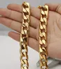 14K Yellow Gold Stainless Steel Heavy Curb Mens Cuban Chain Boys Necklace 24 2366