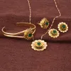Halsband Ny etiopiska guldblommor et smycken pendelle halsband armband örhängen ring 24k guld cz habesha afrikansk bröllop brud eritrea