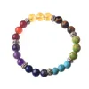 DIY 7 contas de pedra natural coloridas pulseira de chakra de cristal para mulheres pulseiras de corda trançadas reiki jóias de ioga espiritual 3104