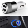 Beste metalen dubbele USB-poort autolader 2Amp voor iPhone voor Samsung voor Motorola mobiele telefoon universele autolader