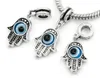 100Pcs/lot tibetan Silver alloy Hand EVIL EYE Charms Dangle Beads Fit European pendant Bracelet Jewelry Making Diy 32x12mm hole 4mm