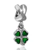 Fits Pandora Sterling Silver Bracelet Four Leaf Clover Dangle Beads Charms For Diy European Style Snake Charm Chain Fashion DIY Jewelry