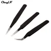 3PCSset Aço inoxidável Encurso de aço Tweezer Extensão de cílios Definir ferramentas de unhas Tweezers de composição cosmética FACE8212902