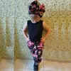 2022 Sonbahar Bebek Kız Giysileri Çocuk Moda Giyim Setleri Kızlar Kafa Bandı Froal Kısa Kollu Tank Top Harem Pantolon Çocuk Kıyafetleri 4576123