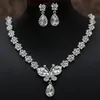 Rhinestone Crystal Drop Necklace Sets Earring Plated Bridal Jewelry Set White Wedding Earrings Wedding Accessories