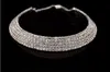 Sälj Bride Classic Rhinestone Crystal Choker Halsbandörhängen och armband Bröllopsmycken Set Wedding Accessories Bridal9176694