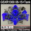 8gifts Pour SUZUKI Hayabusa GSXR1300 08 15 GSXR-1300 flammes noires 14MY39 GSXR 1300 GSX R1300 08 09 10 11 12 13 14 15 Kit bleu brillant de carénage