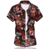 Wholesale- 2022 Summer Mercerized Cotton Plus Size Male Short Sleeve Shirt Men's Floral Hawaiian Casua Camisa 5XL 6XL1