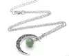 Ny Crystal Lava-Rock Stone Pärlor Halsband Moon Shaped Pendant Halsband Aromaterapi Essential Oljediffusor Neck Smycken