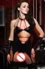 Sexy Kobiety Gothic Teddies Hollow Out Body Role Odtwórz Sypialnia Bielizna Temptation Stripper Clubwear Nightdress