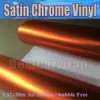 Orange Satin Chrome Matt Vinyl Car Wrap With With Air Bubble Free لرسومات المركبات الفاخرة يغطي شارات الرقائق 1.52 × 20 مترًا