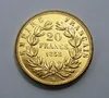 FRANCIA Un set di (1853-1860A-B) 13 pezzi in oro placcato in ottone NAPOLEONE 20 FRANCHI BELLA MONETA COPIA Moneta