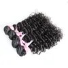 Deep Wave Brasilian Hair Weaving Extensions 400g 100% Human Hair Weave Bundlar Naturfärg Våt och Vågigt Virgin Brasilianskt hår 4 st