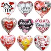 10st / parti 18 '' Jag älskar dig Ballonger Alla hjärtans dag Bröllopsdekorationer Party Supplies Heart Shape Love Fold Balloons Globos