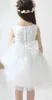 White Tutu Sheer Neck Flower Girl Dresses A Line Covered Zipper Gowns Tea Length Tulle Girl Kids Pageant Dress