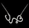 High quality New love stethoscope pendant personality men and women with good friends necklace WFN447 (with chain) mix order 20 pieces a lot