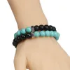 Moda Pedra Natural Pulseiras 10mm matte Onyx Turquoises Pedra Beads Parafuso cap Chakra Pulseira para Mulheres Dos Homens de Jóias