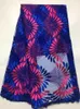 5 Yards/pc Wonderful fuchsia and royal blue pteris design french net lace embroidery african mesh lace fabric for dress JY3-1