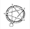 100pcslot metal çinko alaşım pentagram takılar yıldız takılar antik gümüş diy mücevher kolye cazibeleri bulma 30x28mm2165156