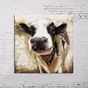 Bonito vaca pintado decoração de parede abstrata contemporânea desenho animado arte pintura a óleo multi tamanhos personalizados emoldurados ynqp a058