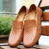 New Genuine Leather Man Business Shoes Male Breathable Hole Shoes Classic Summer Loafers Driving Shoes Plus Size