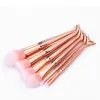 6 pièces/ensemble écailles colorées motif pinceaux de maquillage ensemble beauté cosmétique sirène brosse fard à paupières poudre à lèvres Pinceis outils Kabuki brosse Kits