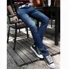 Fashion 2017 Casual Solid Blue Slim Fit Stretch Denim Jeans Multi Button Casual Design Teenagers Leg Pencil Pants City Bottoms 28-34