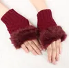 Femmes Lady hiver tricoté gants sans doigts femme adulte fausse fourrure de lapin poignet chauffe-mains gants mitaines kint fil gants de sport