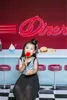 Children Photography Backdrop Vinyl Diner Dessert Cola Bar Interior Studio Backdrops Photo Background Black and White Floor