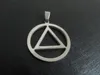 Lot 5pcs in bulk wholesale hot Stainless steel 30mm Round fashion triangle Pendant Charms Silver Good Polished no chain for men jewelry