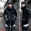 Partihandel-2017 Nya Män Spring Sweatshirts Zipper Hoodies Läder Patchwork Slim Male Coat Men Black Hoodies Cool Street Clothing