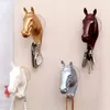 Animal Horse Head Animal Ornaments Statues Sculptures Decorative Wall Hook Coat Hat Key Hanging Rack For Home Decor Resin Crafts